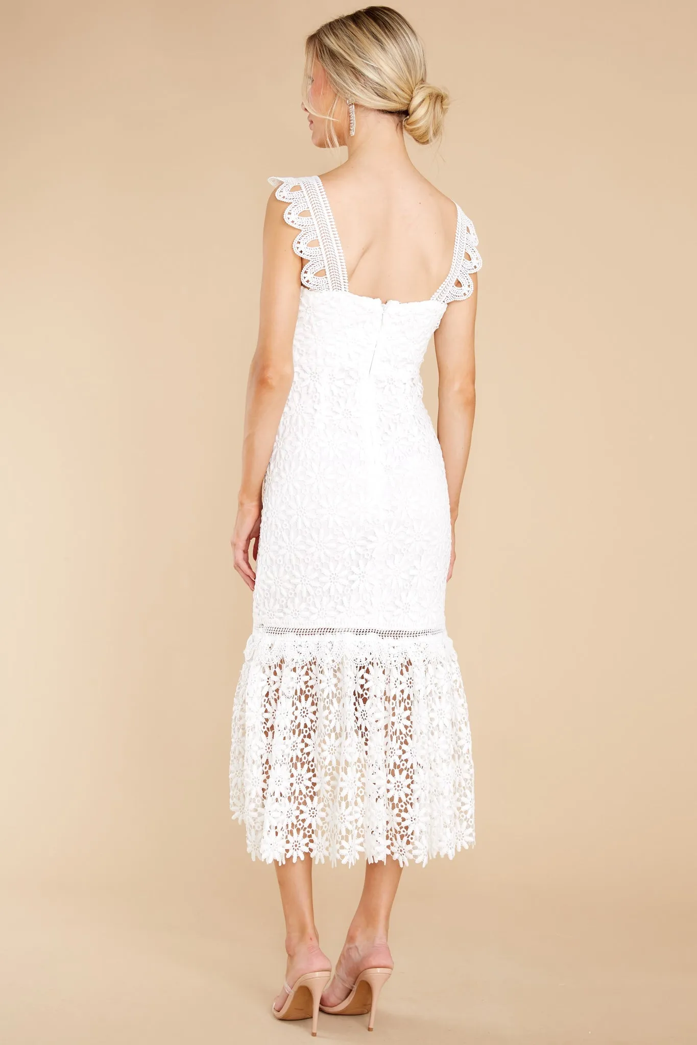 Vintage Beauty White Lace Midi Dress