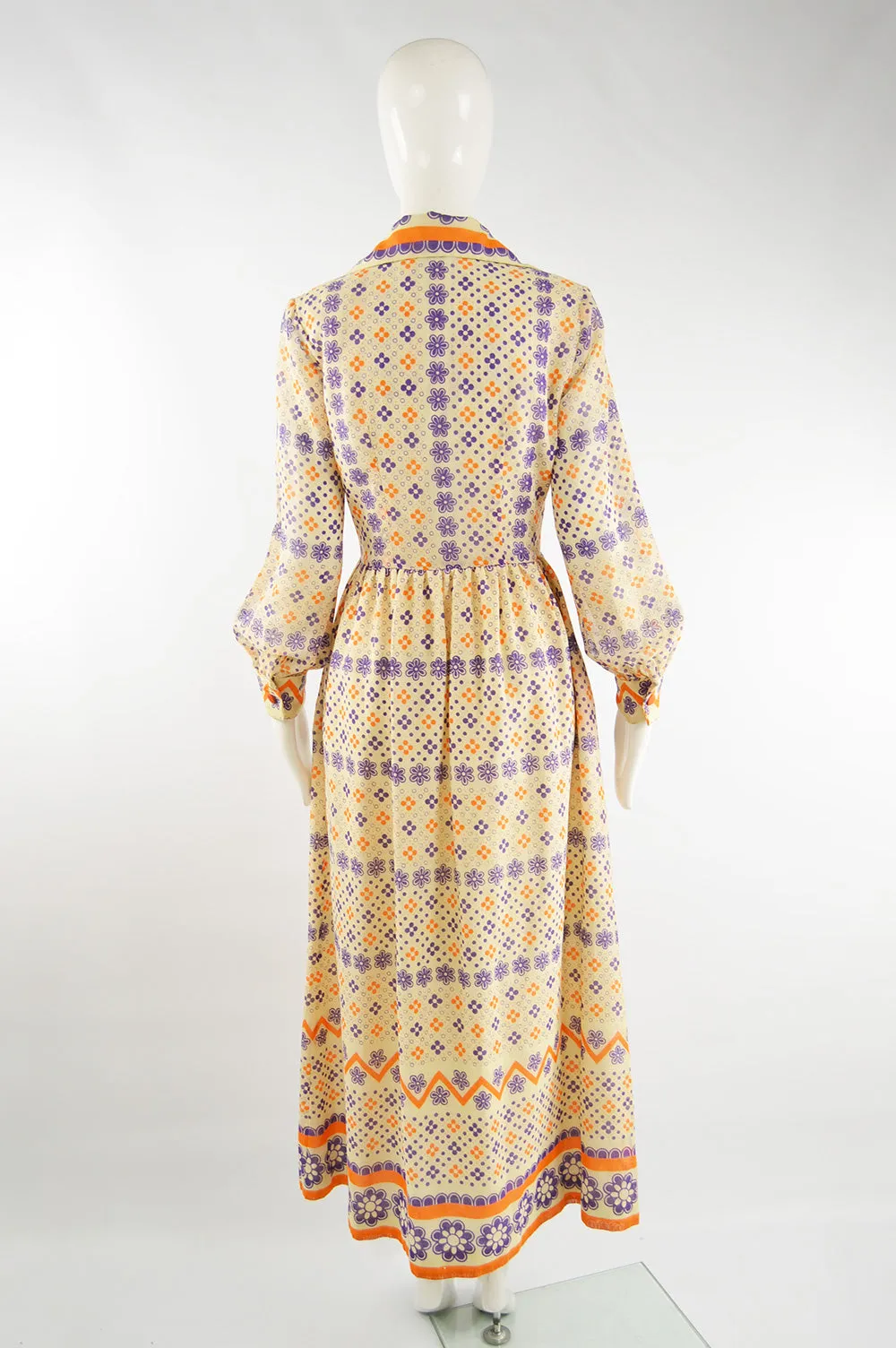 Vintage Cotton Voile Boho Maxi Dress, 1970s