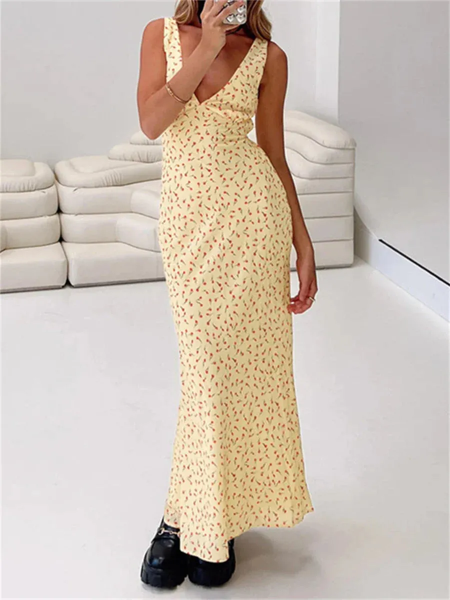 Vintage Dots Print Maxi Dress