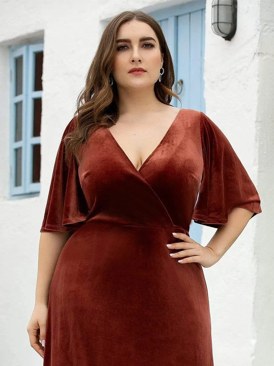 Vintage Plus Size Velvet Maxi Evening Dress