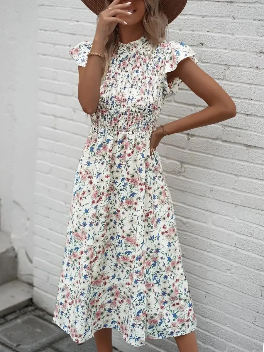 Vintage Ruffles Sleeveless A-line Maxi Dress