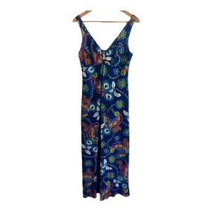 Vintage the Switch by Martin Emprex. Est. Viscose Sleeveless Longline Maxi Dress Electric Blue Multi Floral Print UK Size 10-12