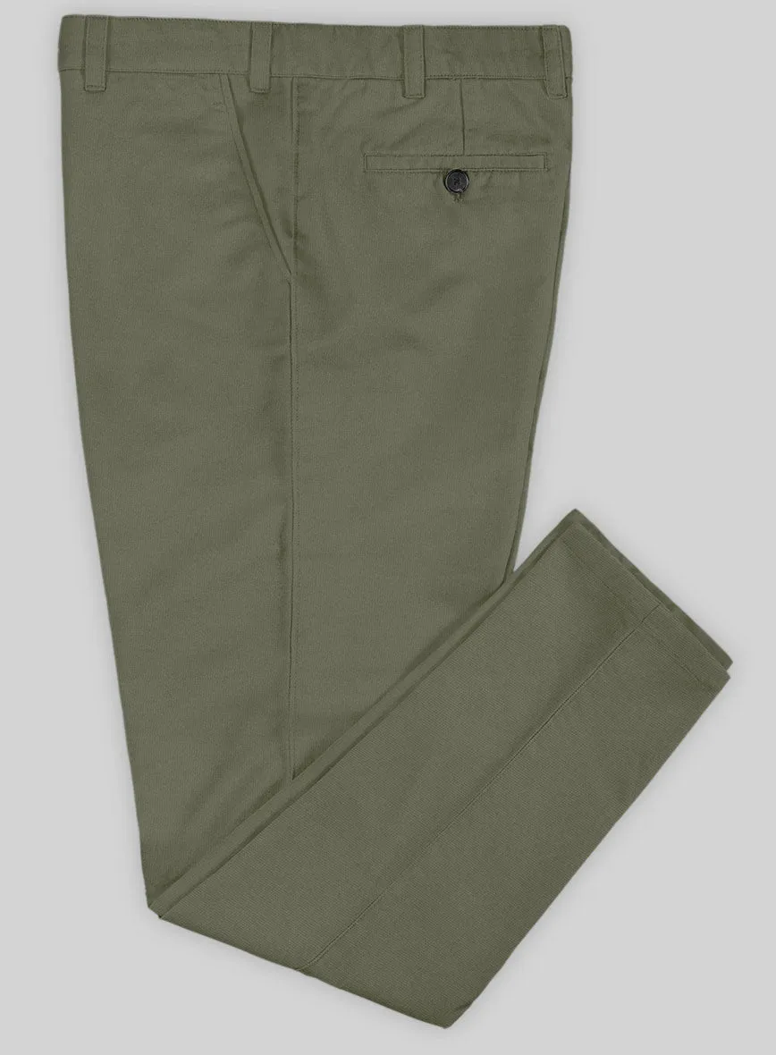 Washed Stretch Summer Olive Green Chino Pants