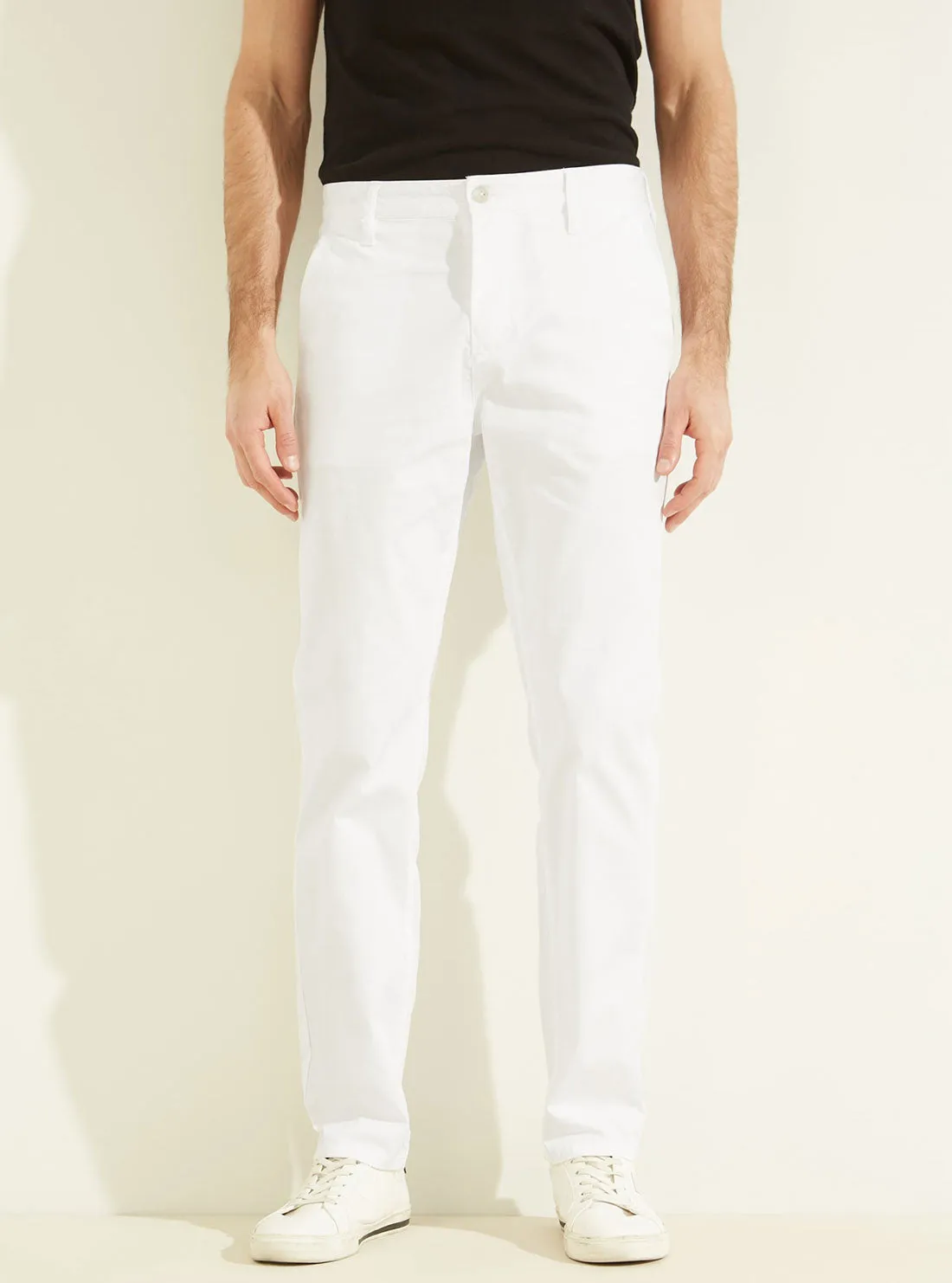 White Robert Stretch Canvas Chino Pants