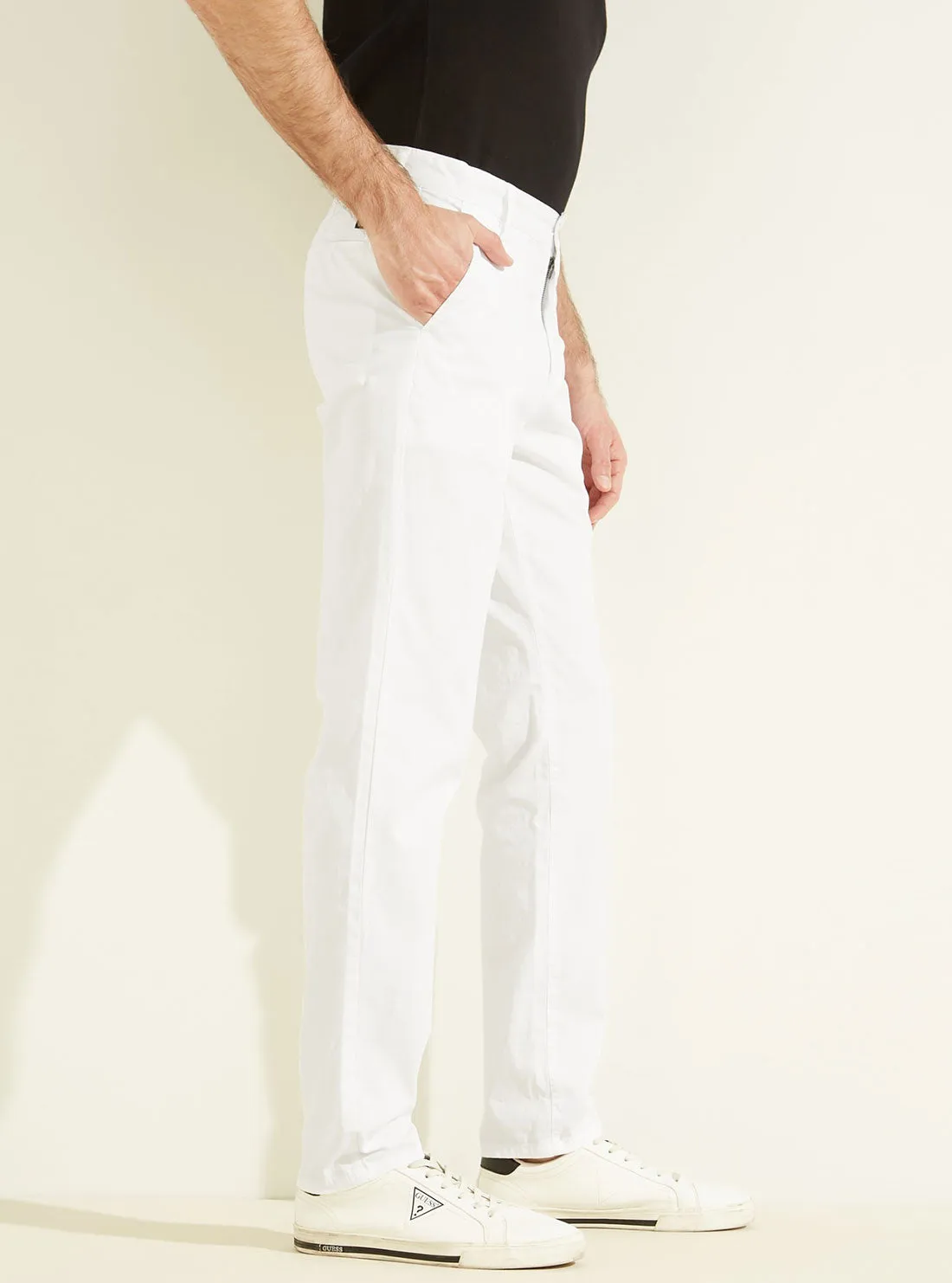 White Robert Stretch Canvas Chino Pants