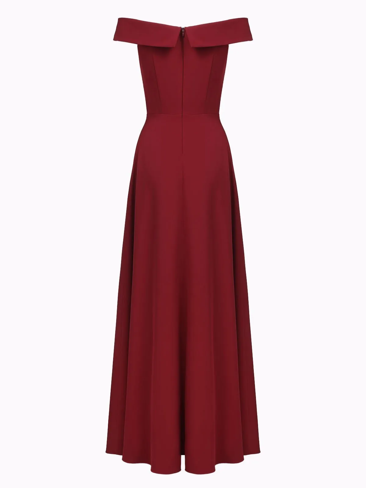 Wine Red 1950s Off Shoulder Maxi Dress