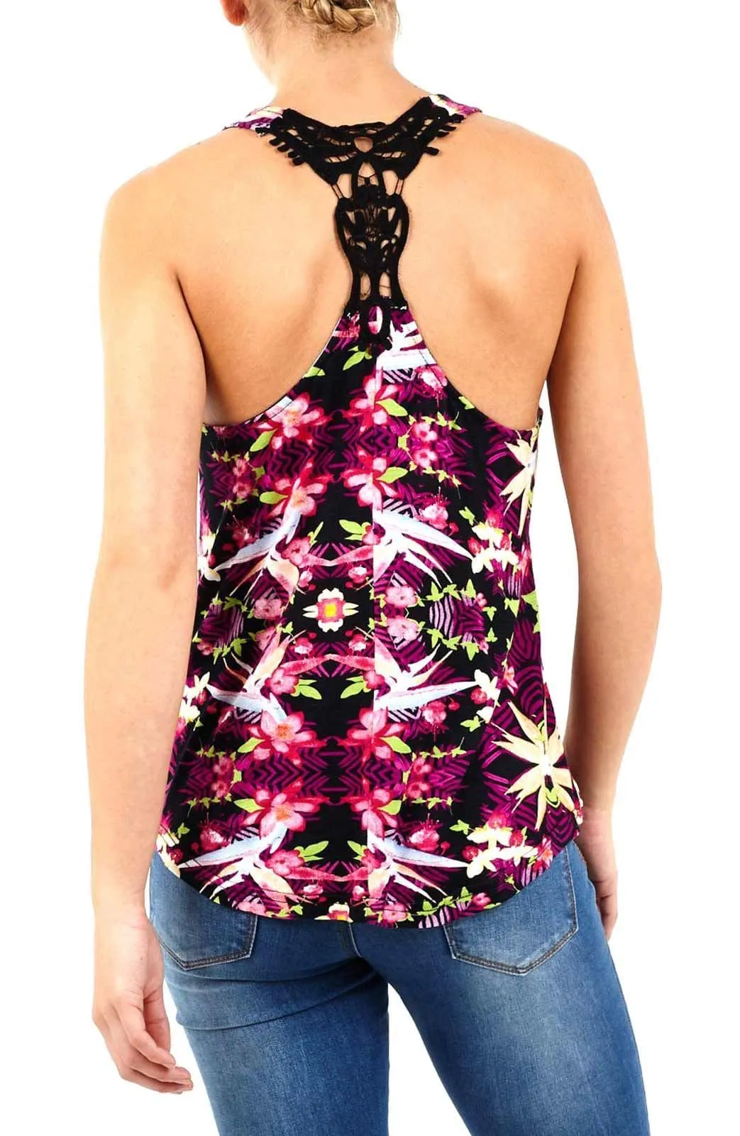 Women Printed Racerback Tank Top - XS/S