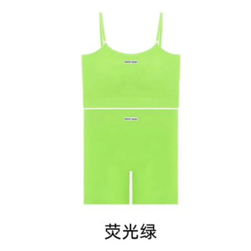 Women's Tank Top Yoga Sports Top Shorts Set Nylon Casual Strap Tank Top Set Sponge Cushion Strap Underwear Set