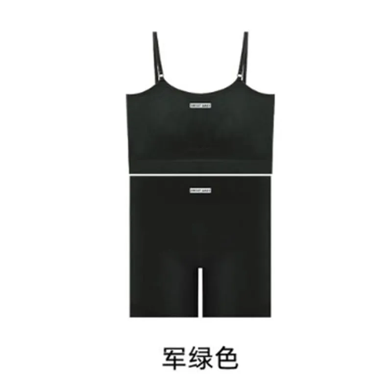 Women's Tank Top Yoga Sports Top Shorts Set Nylon Casual Strap Tank Top Set Sponge Cushion Strap Underwear Set