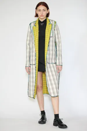 Wool Plaid and Silk Piping Reversible Coat