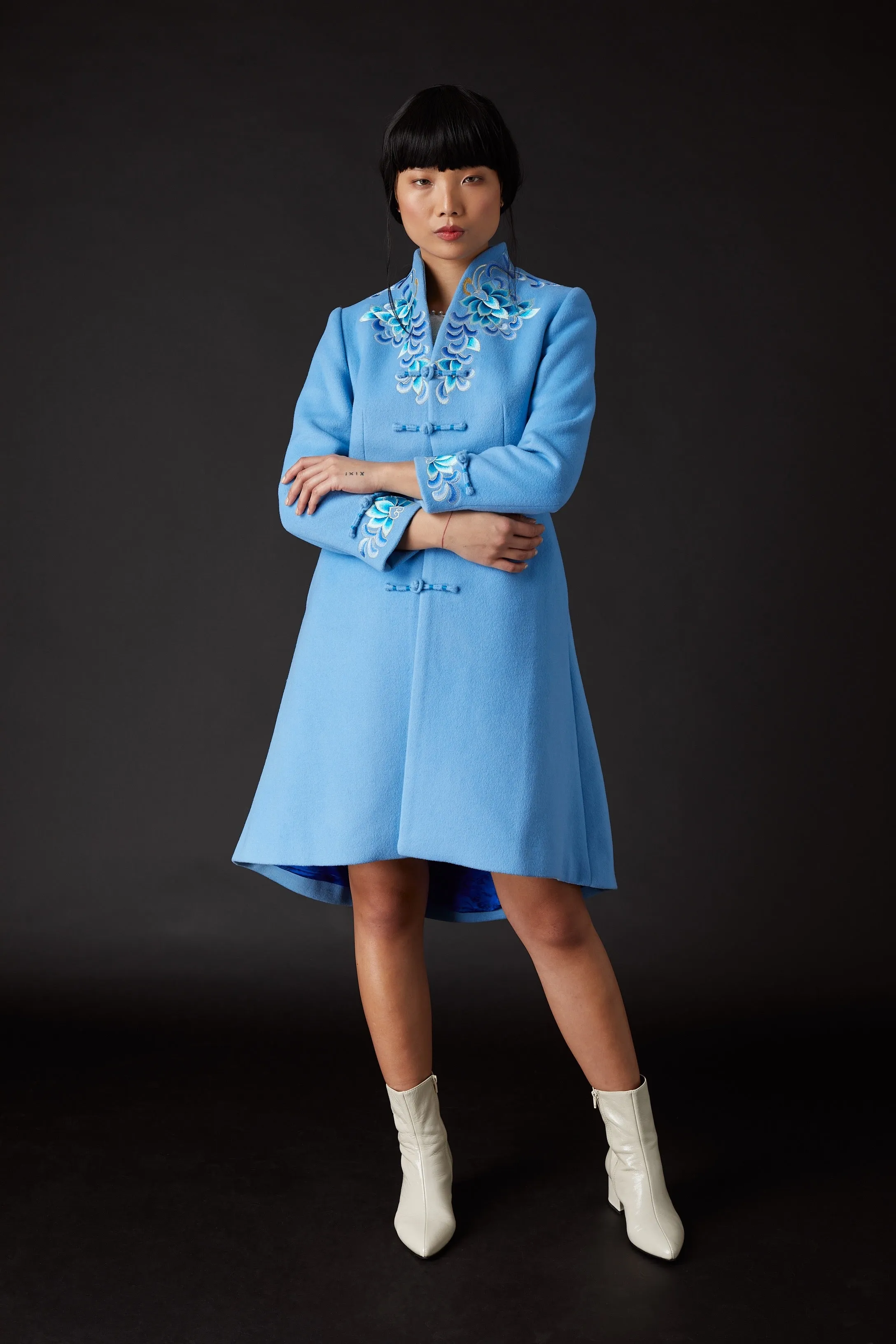 Yanxi Embroidered Coat Blue