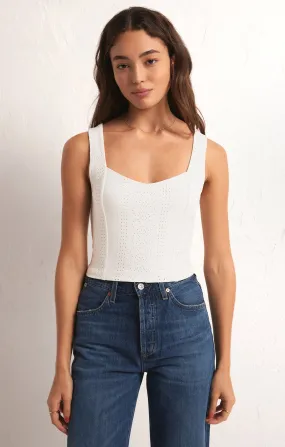 ZSU Zaria Knit Eyelet Top in White